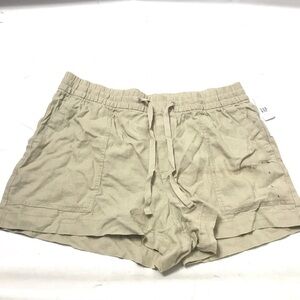 Gap Shorts Womens Size L Large Beige Linen Blend Pull On Drawstring High Rise